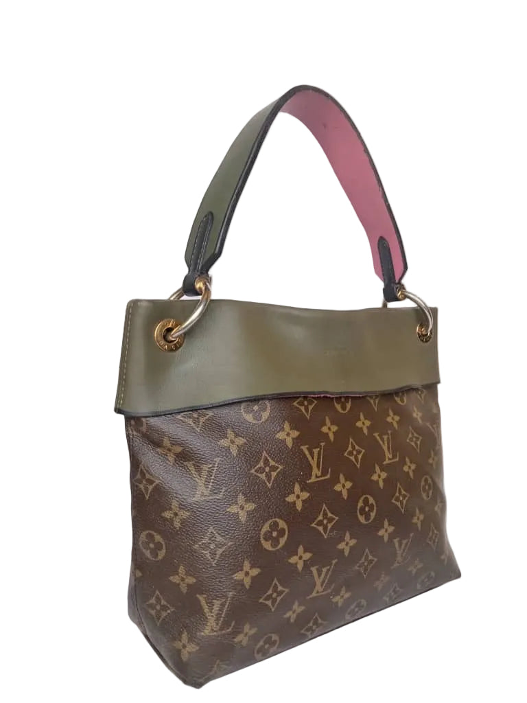 Louis Vuitton Tuileries Hobo — Monogram Canvas with Green and Pink Leather Trim