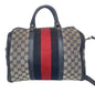 Vintage Gucci GG Canvas Web Stripe Boston Bag — Beige and Blue