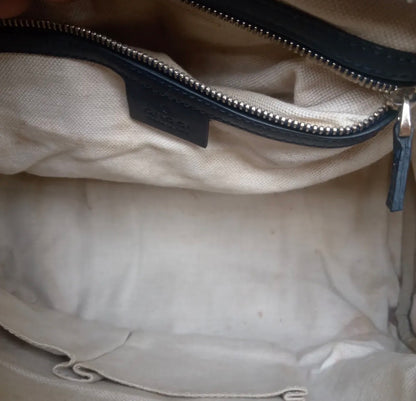 Vintage Gucci GG Canvas Web Stripe Boston Bag — Beige and Blue