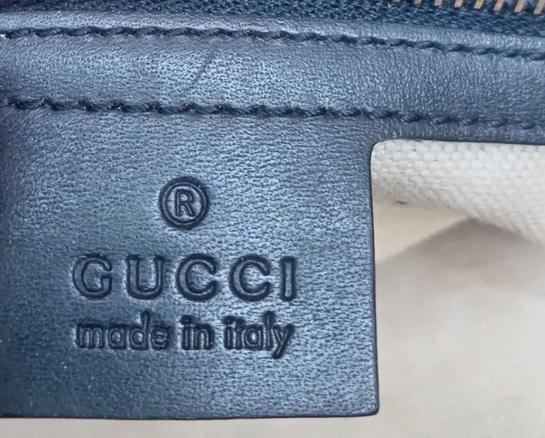 Vintage Gucci GG Canvas Web Stripe Boston Bag — Beige and Blue
