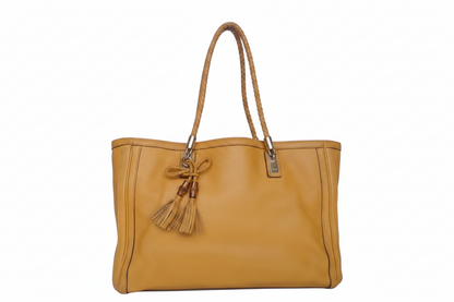 Gucci Bella Medium Tote — Mustard Yellow Pebbled Calfskin Leather