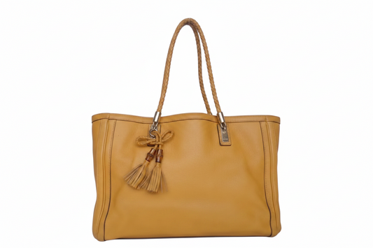 Gucci Bella Medium Tote — Mustard Yellow Pebbled Calfskin Leather
