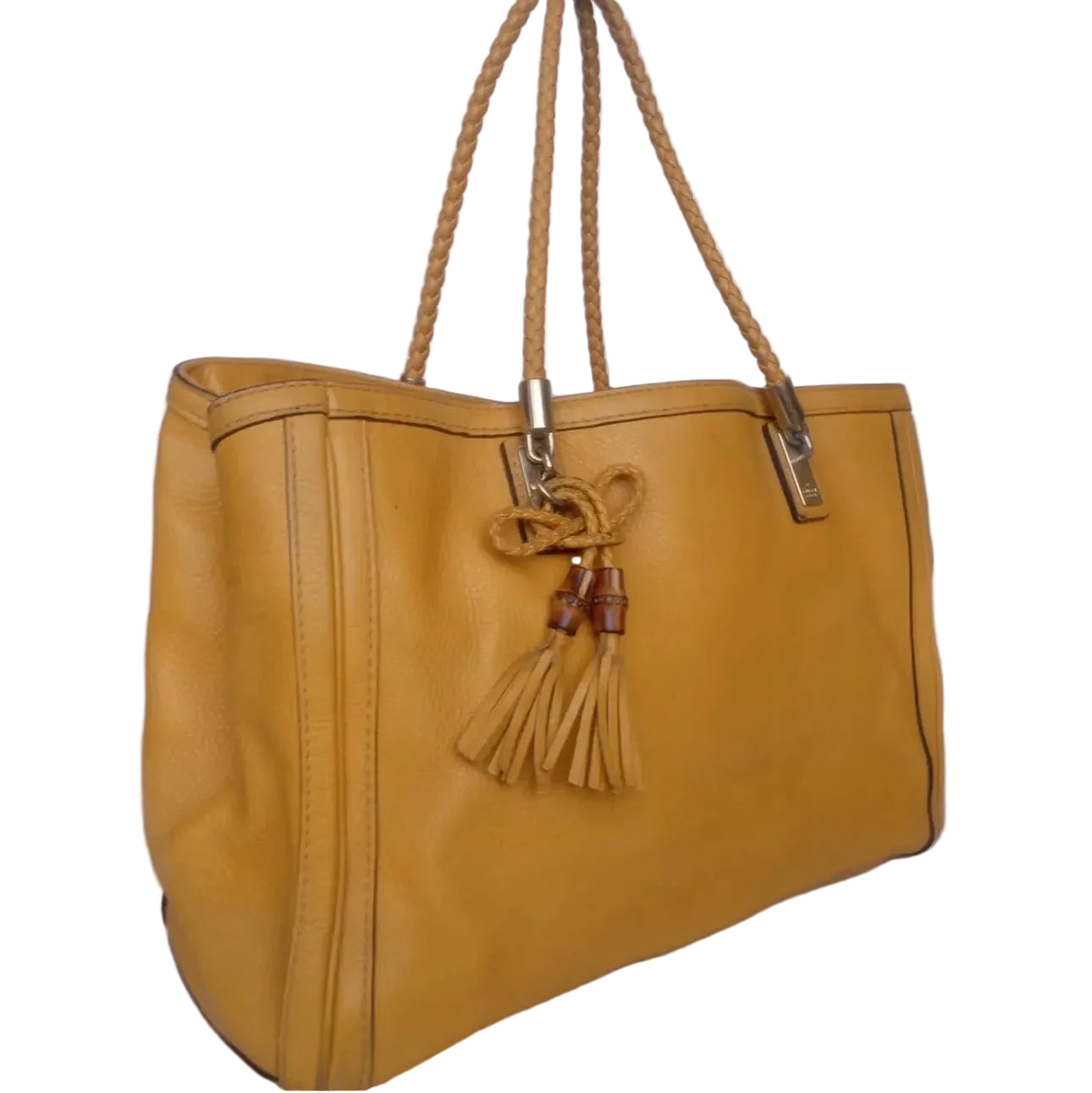 Gucci Bella Medium Tote — Mustard Yellow Pebbled Calfskin Leather