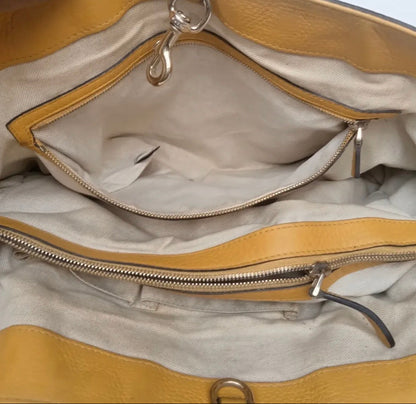 Gucci Bella Medium Tote — Mustard Yellow Pebbled Calfskin Leather