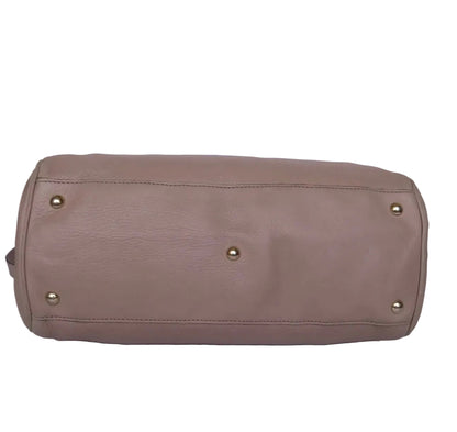 Gucci Medium Bamboo Shopper Boston Bag — Light Pink or Taupe Pebbled Calfskin