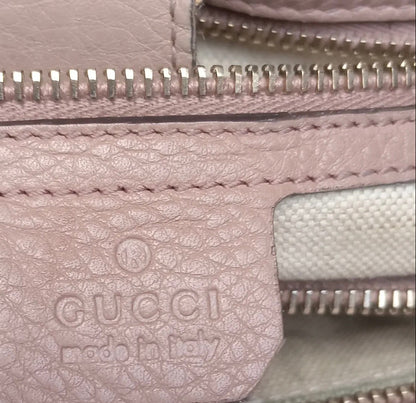Gucci Medium Bamboo Shopper Boston Bag — Light Pink or Taupe Pebbled Calfskin