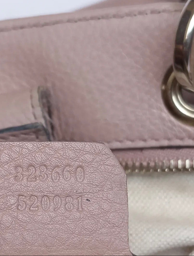 Gucci Medium Bamboo Shopper Boston Bag — Light Pink or Taupe Pebbled Calfskin
