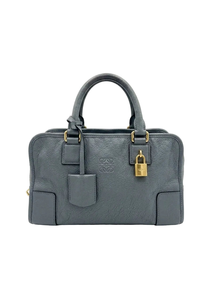 Loewe Amazona 36 Muted Blue-Grey Pebbled Calfskin Bag