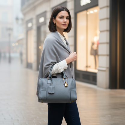Loewe Amazona 36 Muted Blue-Grey Pebbled Calfskin Bag