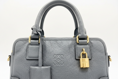 Loewe Amazona 36 Muted Blue-Grey Pebbled Calfskin Bag