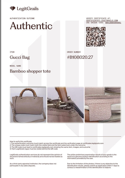 Gucci Medium Bamboo Shopper Boston Bag — Light Pink or Taupe Pebbled Calfskin