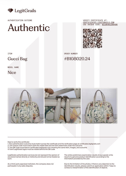 Gucci Flora Nice Floral Boston Handbag — White Floral Coated Canvas