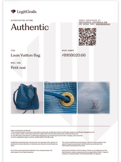 Louis Vuitton Petit Noé in Toledo Blue Epi Leather
