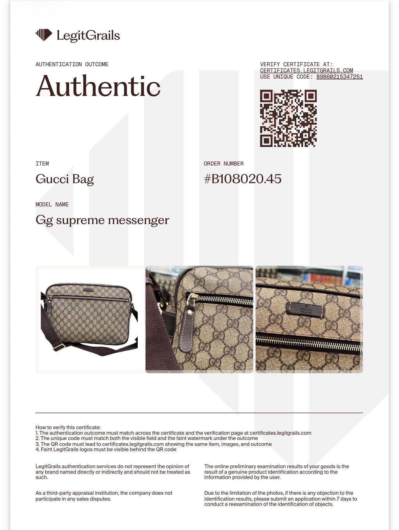 Gucci GG Supreme Messenger Bag